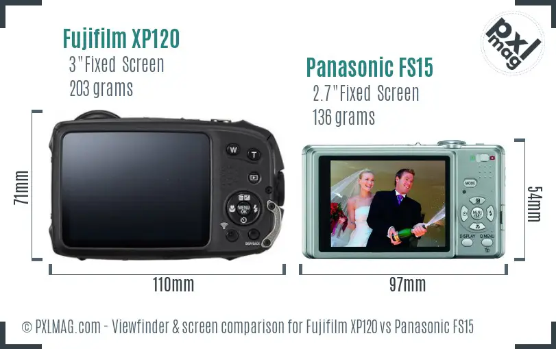 Fujifilm XP120 vs Panasonic FS15 Screen and Viewfinder comparison Fujifilm XP120 vs Panasonic FS15 Screen and Viewfinder comparison