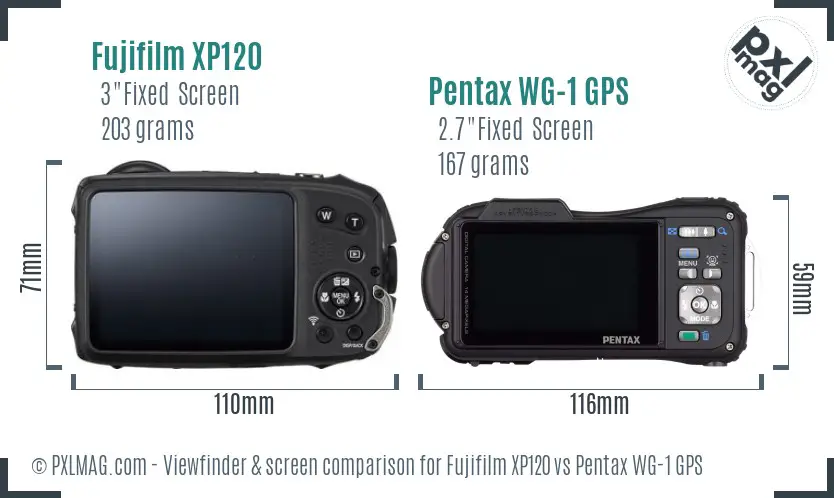 Fujifilm XP120 vs Pentax WG-1 GPS Screen and Viewfinder comparison Fujifilm XP120 vs Pentax WG-1 GPS Screen and Viewfinder comparison