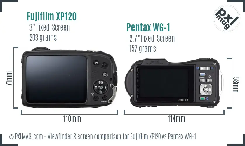 Fujifilm XP120 vs Pentax WG-1 Screen and Viewfinder comparison Fujifilm XP120 vs Pentax WG-1 Screen and Viewfinder comparison