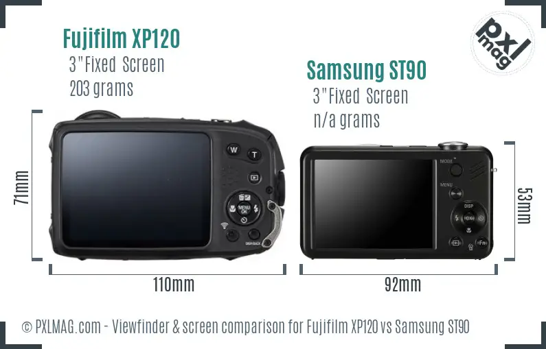 Fujifilm XP120 vs Samsung ST90 Screen and Viewfinder comparison Fujifilm XP120 vs Samsung ST90 Screen and Viewfinder comparison