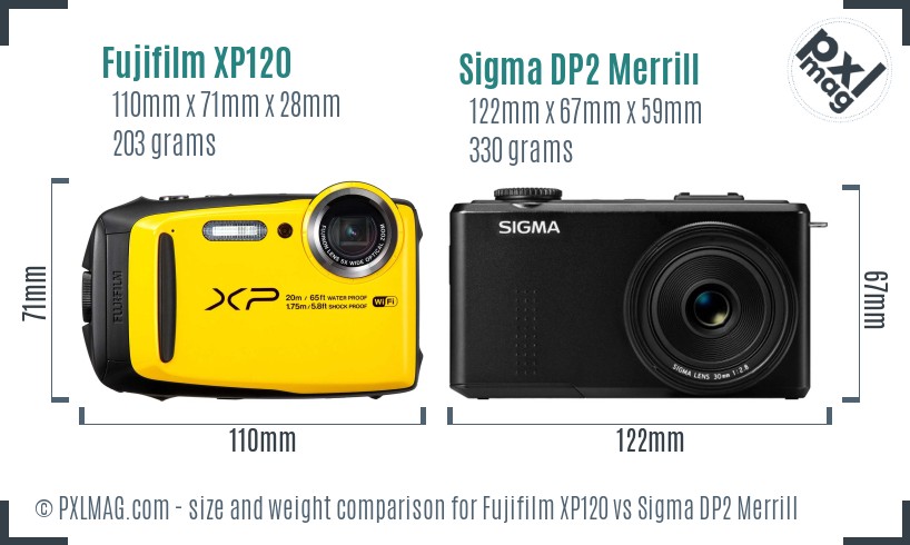 Fujifilm XP120 vs Sigma DP2 Merrill size comparison Fujifilm XP120 vs Sigma DP2 Merrill size comparison