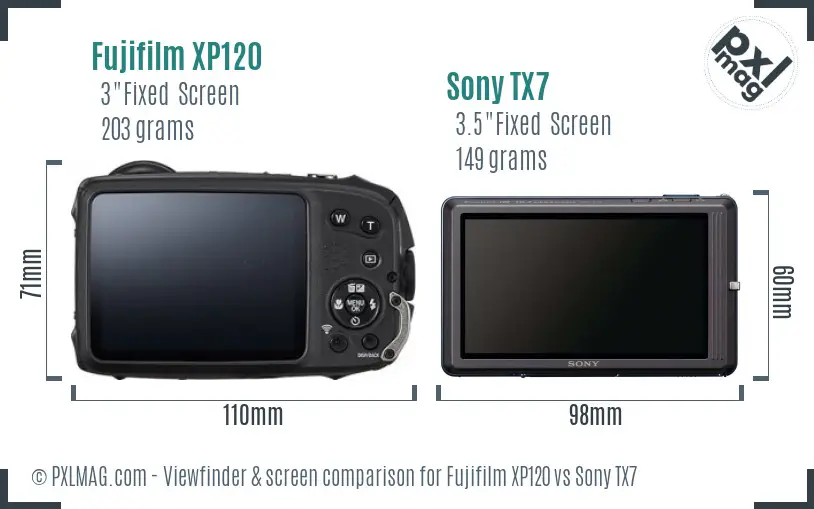 Fujifilm XP120 vs Sony TX7 Screen and Viewfinder comparison Fujifilm XP120 vs Sony TX7 Screen and Viewfinder comparison