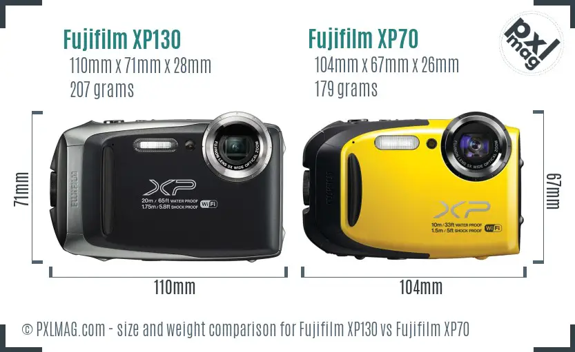 Fujifilm XP130 vs Fujifilm XP70 size comparison