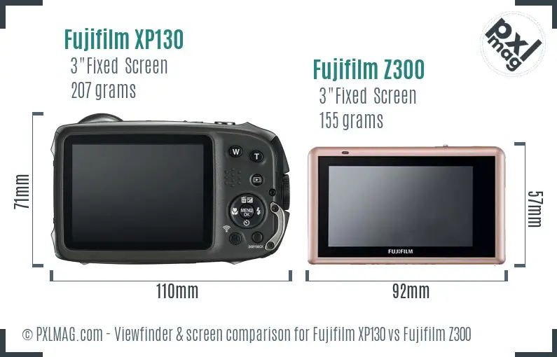 Fujifilm XP130 vs Fujifilm Z300 Screen and Viewfinder comparison