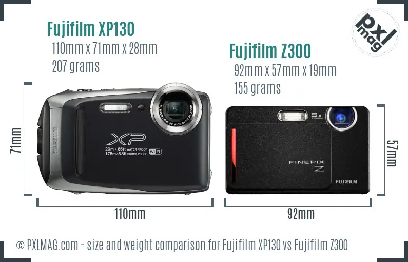 Fujifilm XP130 vs Fujifilm Z300 size comparison