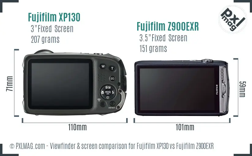 Fujifilm XP130 vs Fujifilm Z900EXR Screen and Viewfinder comparison Fujifilm XP130 vs Fujifilm Z900EXR Screen and Viewfinder comparison