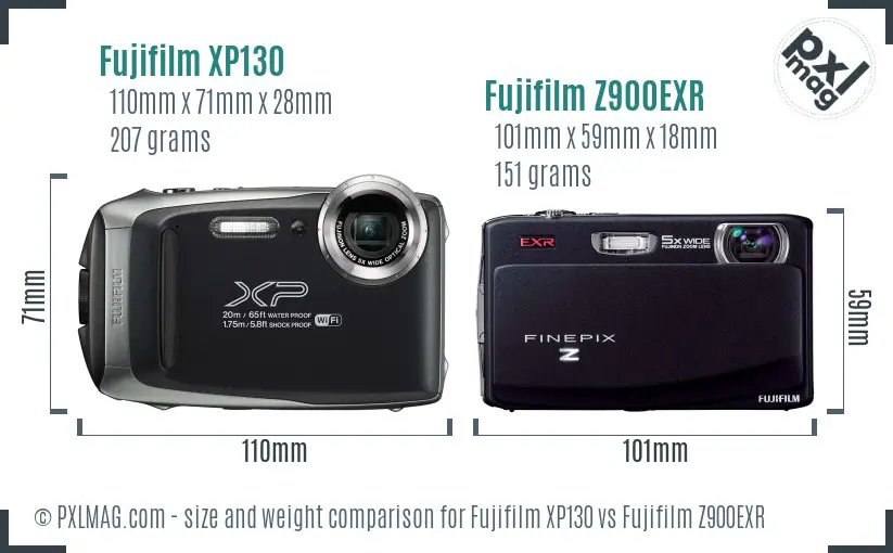 Fujifilm XP130 vs Fujifilm Z900EXR size comparison Fujifilm XP130 vs Fujifilm Z900EXR size comparison