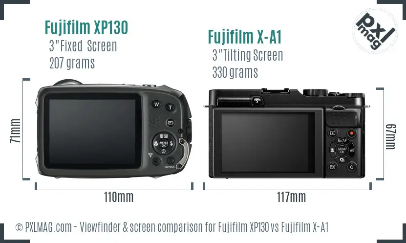 Fujifilm XP130 vs Fujifilm X-A1 Screen and Viewfinder comparison