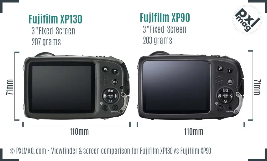 Fujifilm XP130 vs Fujifilm XP90 Screen and Viewfinder comparison