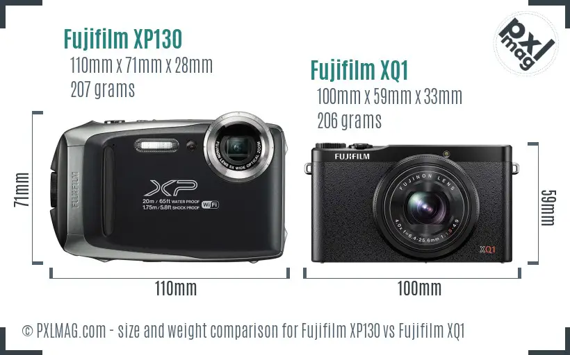 Fujifilm XP130 vs Fujifilm XQ1 size comparison