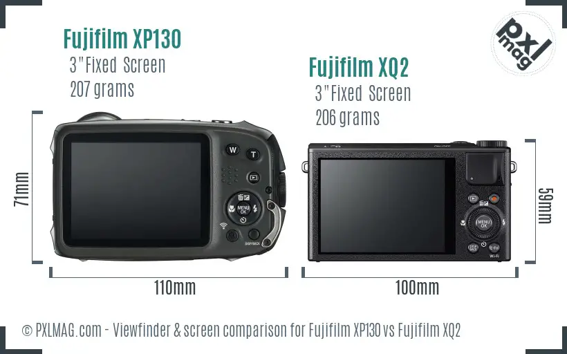 Fujifilm XP130 vs Fujifilm XQ2 Screen and Viewfinder comparison