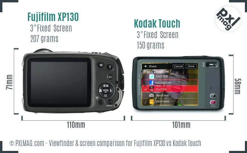 Fujifilm XP130 vs Kodak Touch Screen and Viewfinder comparison