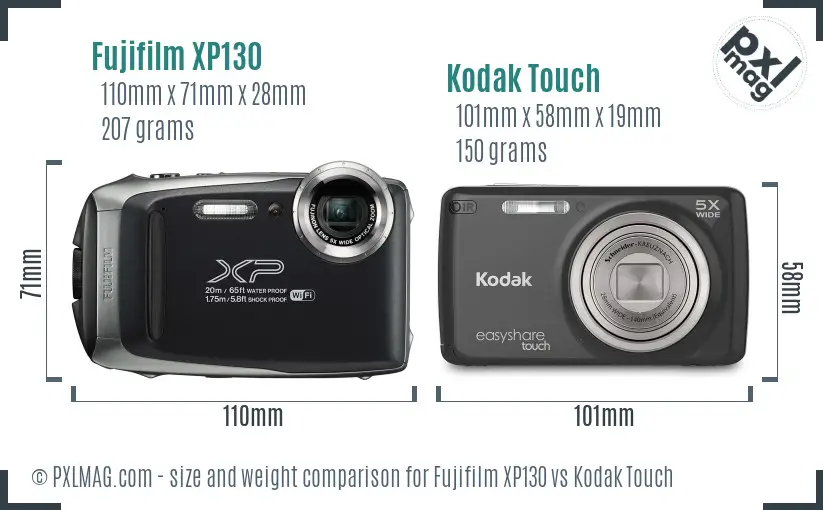 Fujifilm XP130 vs Kodak Touch size comparison