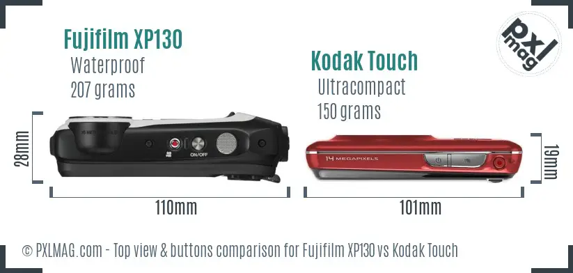 Fujifilm XP130 vs Kodak Touch top view buttons comparison