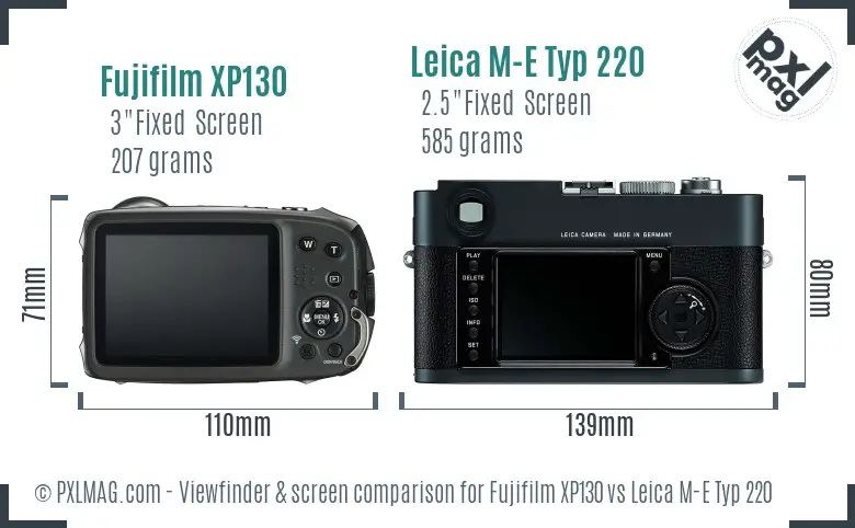 Fujifilm XP130 vs Leica M-E Typ 220 Screen and Viewfinder comparison
