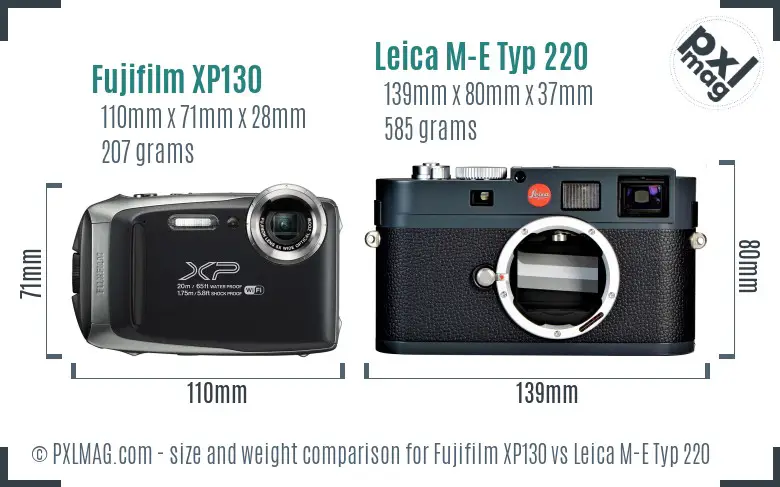 Fujifilm XP130 vs Leica M-E Typ 220 size comparison