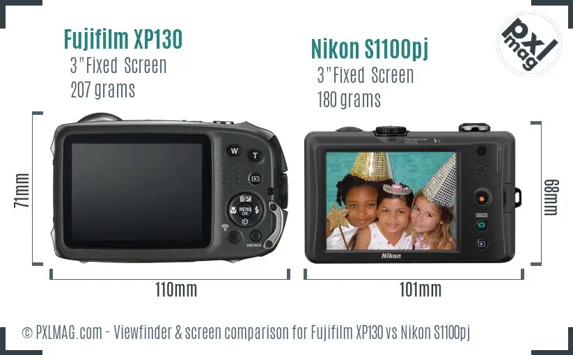 Fujifilm XP130 vs Nikon S1100pj Screen and Viewfinder comparison Fujifilm XP130 vs Nikon S1100pj Screen and Viewfinder comparison