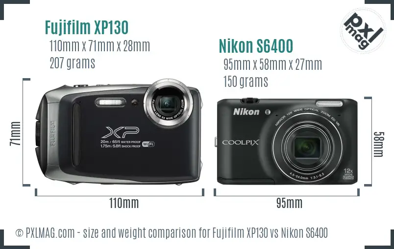 Fujifilm XP130 vs Nikon S6400 size comparison