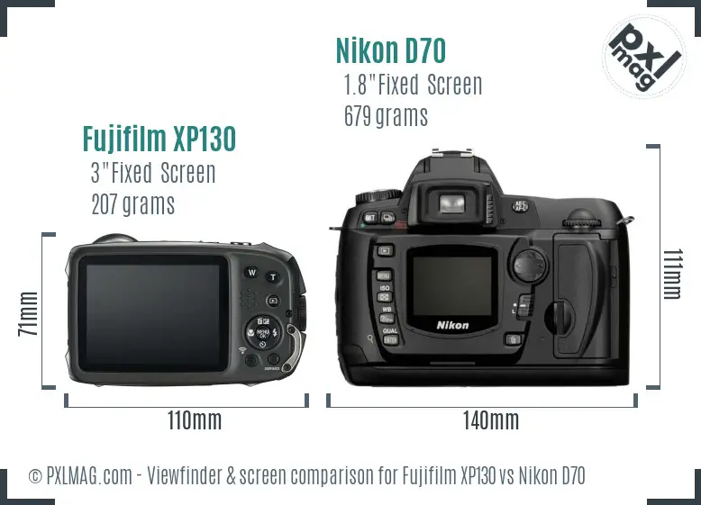 Fujifilm XP130 vs Nikon D70 Screen and Viewfinder comparison