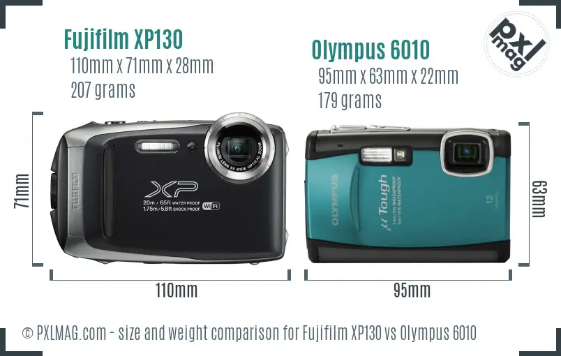 Fujifilm XP130 vs Olympus 6010 size comparison