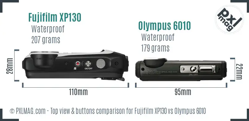 Fujifilm XP130 vs Olympus 6010 top view buttons comparison