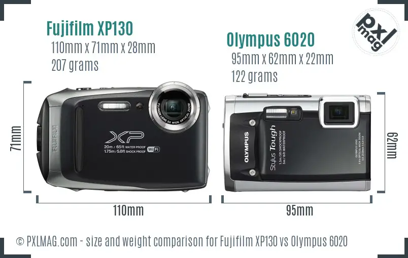 Fujifilm XP130 vs Olympus 6020 size comparison