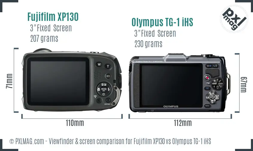Fujifilm XP130 vs Olympus TG-1 iHS Screen and Viewfinder comparison