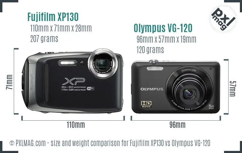 Fujifilm XP130 vs Olympus VG-120 size comparison