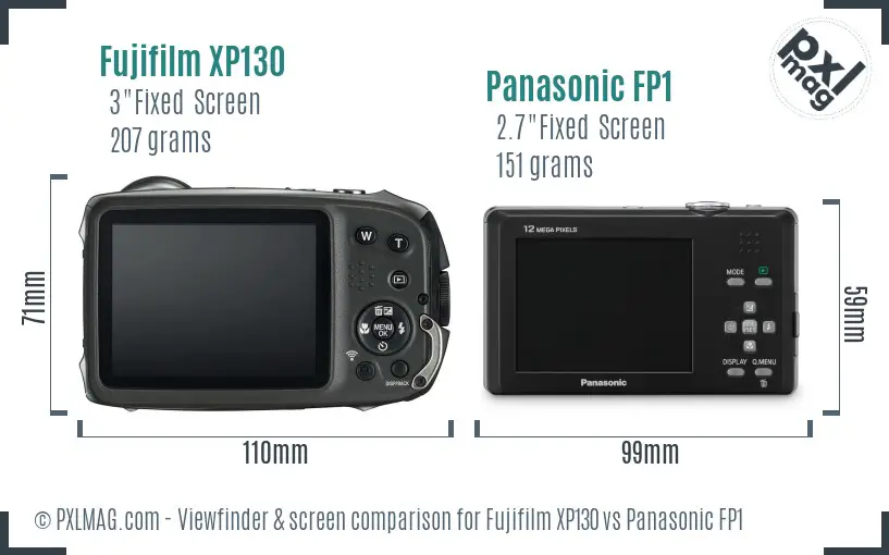 Fujifilm XP130 vs Panasonic FP1 Screen and Viewfinder comparison