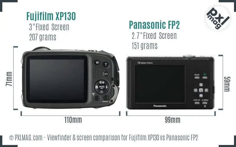 Fujifilm XP130 vs Panasonic FP2 Screen and Viewfinder comparison