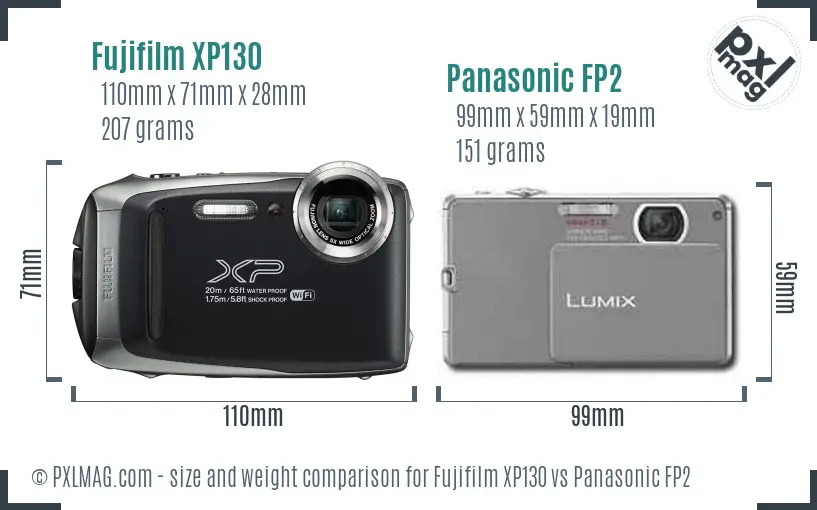 Fujifilm XP130 vs Panasonic FP2 size comparison