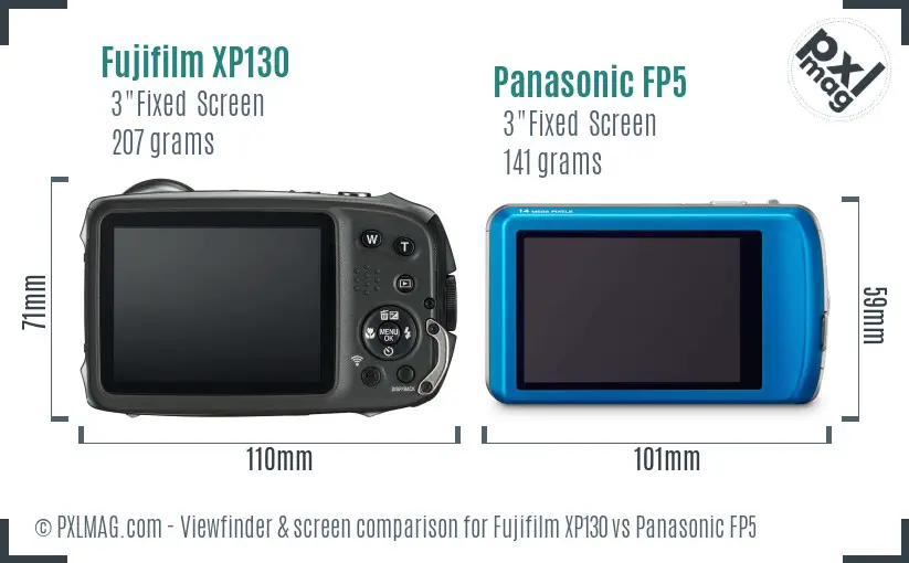 Fujifilm XP130 vs Panasonic FP5 Screen and Viewfinder comparison