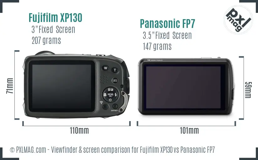 Fujifilm XP130 vs Panasonic FP7 Screen and Viewfinder comparison