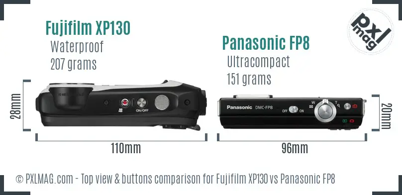 Fujifilm XP130 vs Panasonic FP8 top view buttons comparison