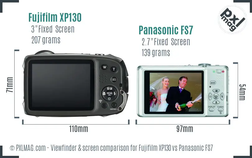 Fujifilm XP130 vs Panasonic FS7 Screen and Viewfinder comparison Fujifilm XP130 vs Panasonic FS7 Screen and Viewfinder comparison