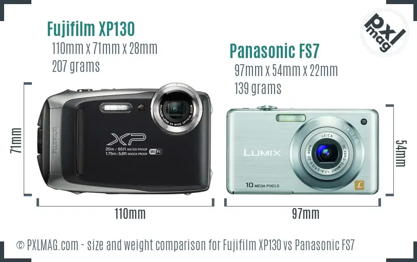Fujifilm XP130 vs Panasonic FS7 size comparison Fujifilm XP130 vs Panasonic FS7 size comparison