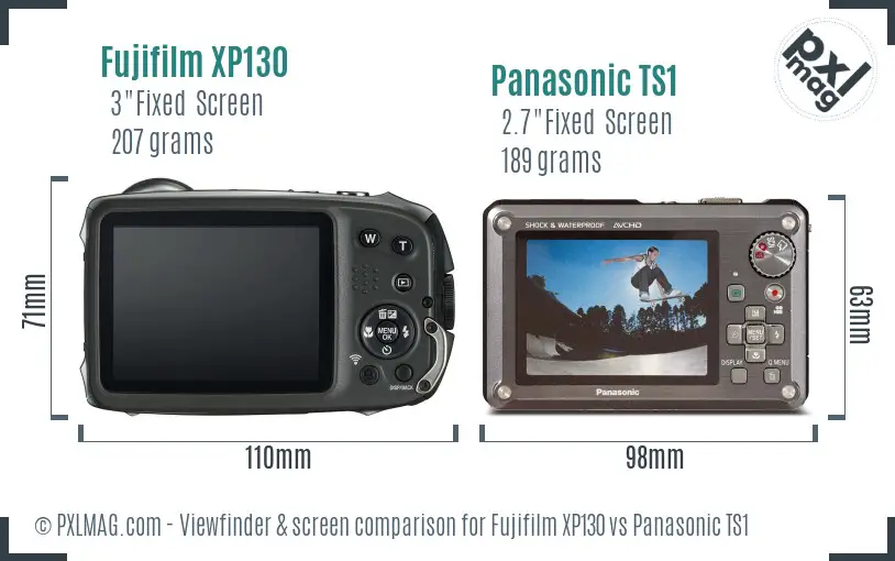 Fujifilm XP130 vs Panasonic TS1 Screen and Viewfinder comparison