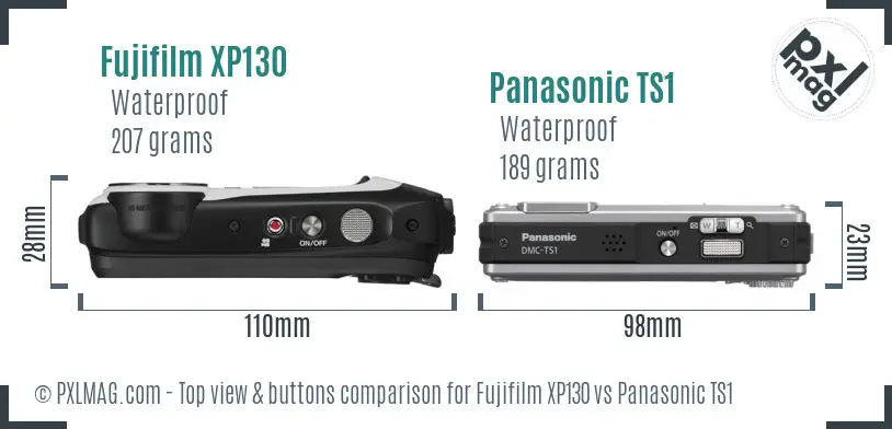 Fujifilm XP130 vs Panasonic TS1 top view buttons comparison