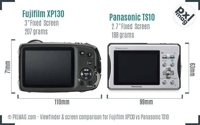 Fujifilm XP130 vs Panasonic TS10 Screen and Viewfinder comparison