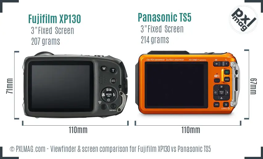Fujifilm XP130 vs Panasonic TS5 Screen and Viewfinder comparison