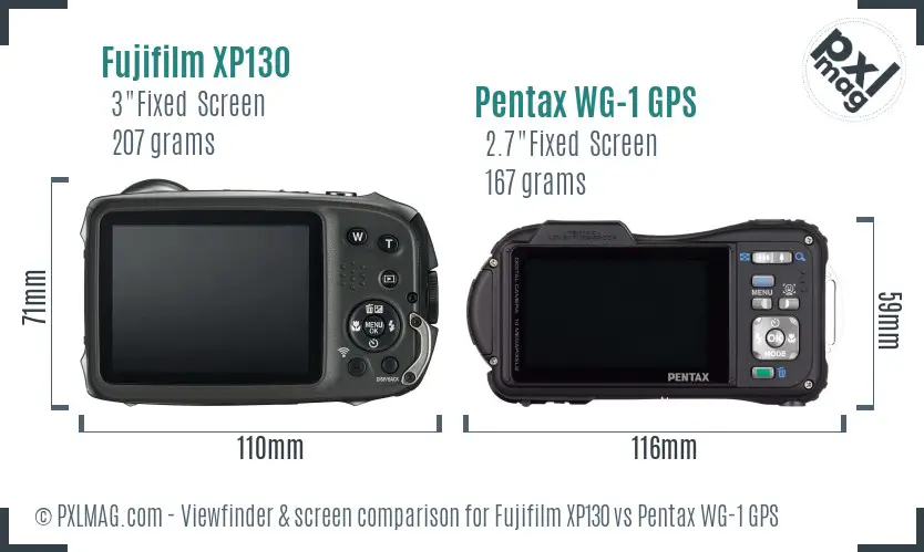 Fujifilm XP130 vs Pentax WG-1 GPS Screen and Viewfinder comparison