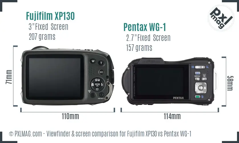 Fujifilm XP130 vs Pentax WG-1 Screen and Viewfinder comparison