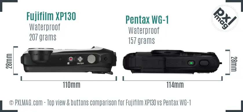 Fujifilm XP130 vs Pentax WG-1 top view buttons comparison