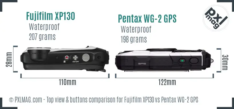 Fujifilm XP130 vs Pentax WG-2 GPS top view buttons comparison