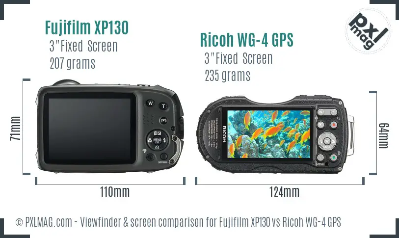 Fujifilm XP130 vs Ricoh WG-4 GPS Screen and Viewfinder comparison