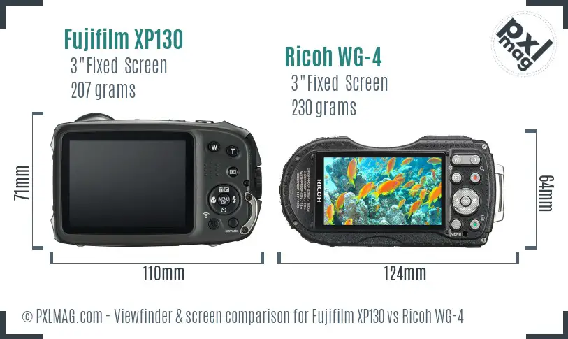 Fujifilm XP130 vs Ricoh WG-4 Screen and Viewfinder comparison