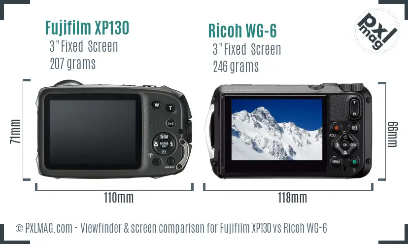 Fujifilm XP130 vs Ricoh WG-6 Screen and Viewfinder comparison