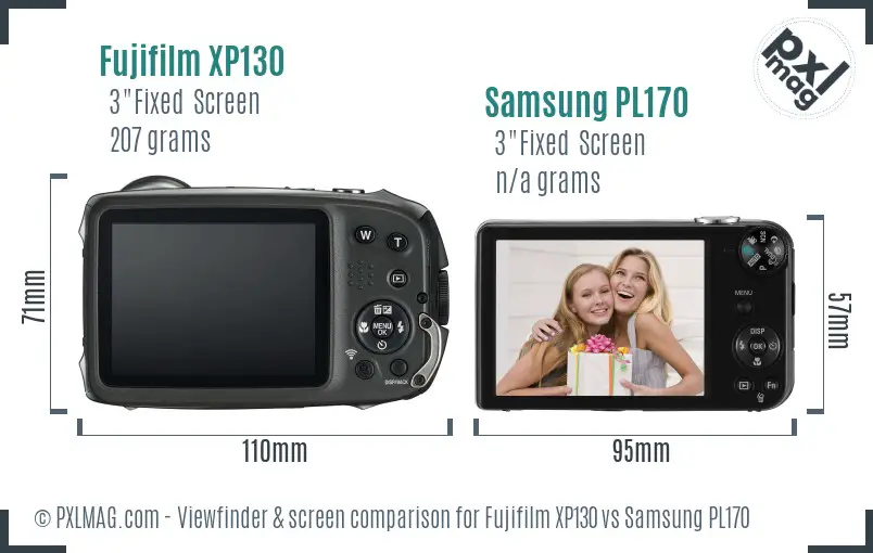 Fujifilm XP130 vs Samsung PL170 Screen and Viewfinder comparison Fujifilm XP130 vs Samsung PL170 Screen and Viewfinder comparison