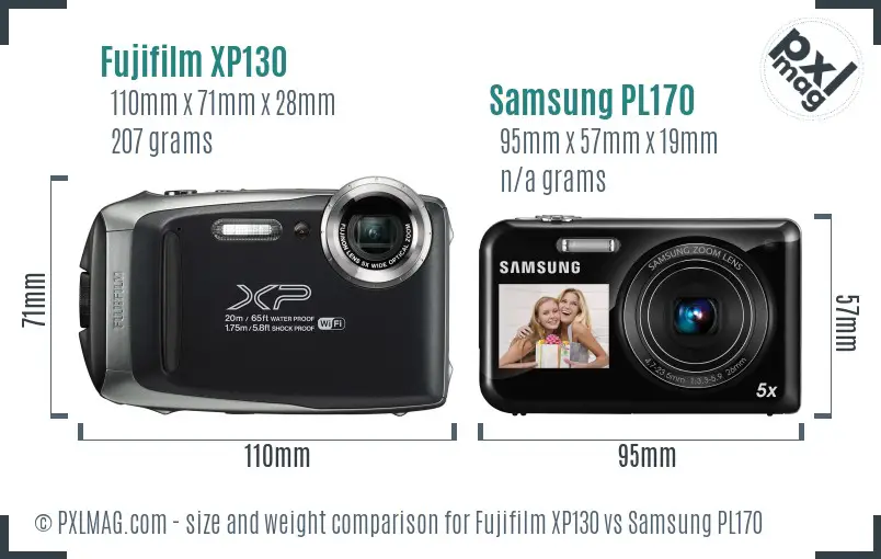 Fujifilm XP130 vs Samsung PL170 size comparison Fujifilm XP130 vs Samsung PL170 size comparison