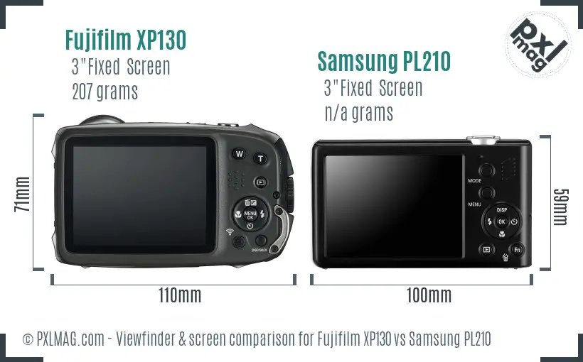 Fujifilm XP130 vs Samsung PL210 Screen and Viewfinder comparison Fujifilm XP130 vs Samsung PL210 Screen and Viewfinder comparison